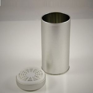 Theeblik Zilver met luchtdicht Deksel 150x65 mm (Hxdia.) ca. 125 gr.