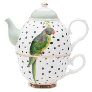 Tea for One 500ml Parrot Polka Dots (giftbox) Yvonne Ellen