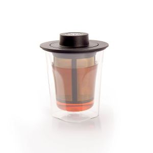 Theeglas + filter + lekbakje 180 ml Smart Brew System Borosilicaat Finum