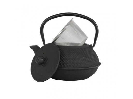Arare Theepot 0.80 ltr + RVS filter Zwart