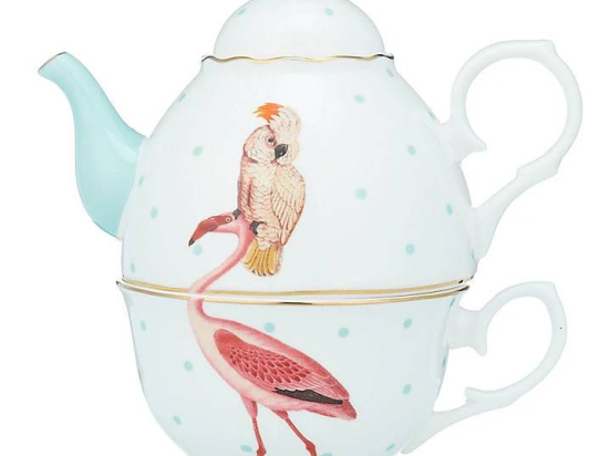Tea for One 500ml Flamingo & Parrot (giftbox) Yvonne Ellen