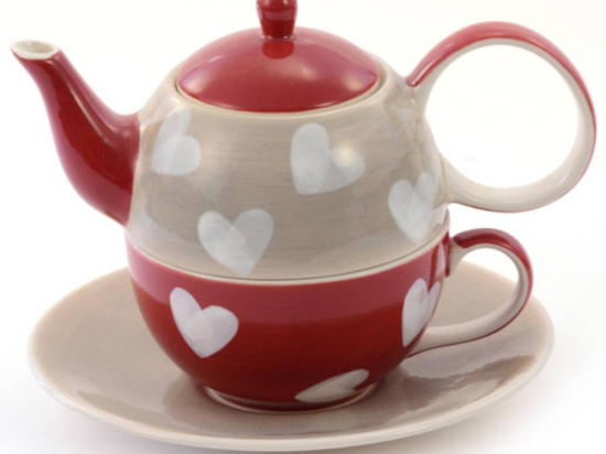 Tea For One Hearts theepot 0,4L + kop 0,2L set Chacult