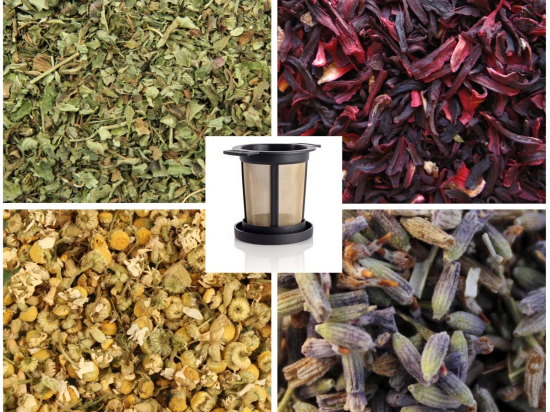 Zomers Kruidenpakket 4x 50 gr. + Brewing Basket M Theefilter