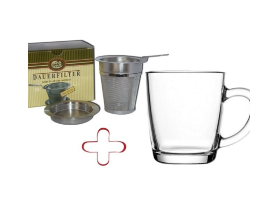 Set Theeglas 320ml Gehard Glas + RVS Theefilter