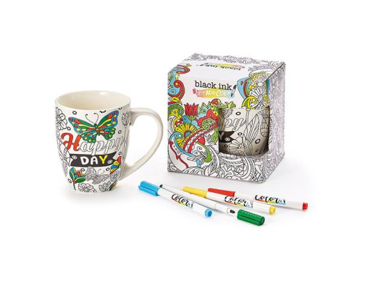 Theebeker Happy Day 0,5L, inclusief 4 stiften